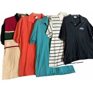 MENS LOT OF‎ 5 VINTAGE SHIRTS  70s 80s CASUAL Golf Polo Preppy California L XL